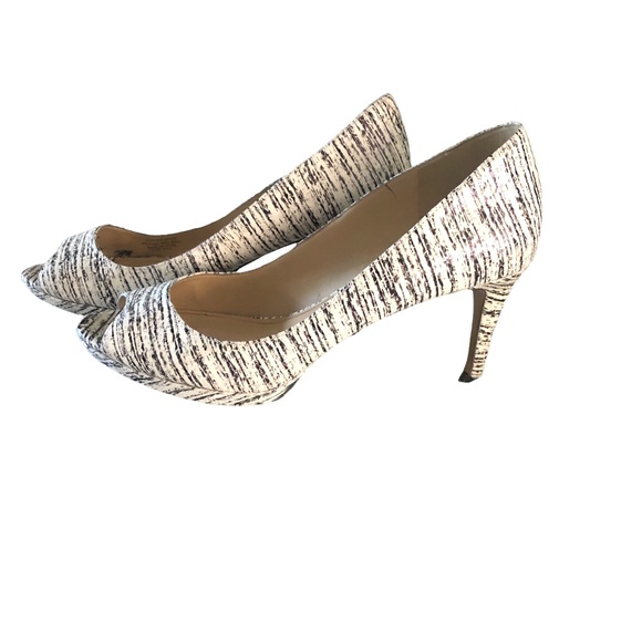 Enzo Angiolini Black & White Pump Peek Toe Heels 8 - Picture 2 of 9